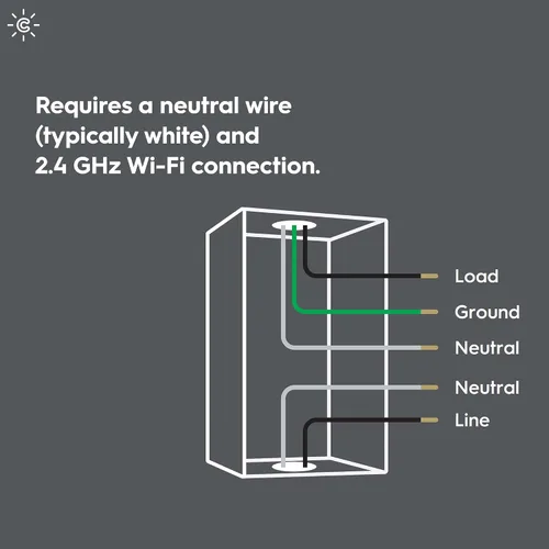 Vista 9 de GE CYNC - Interruptor inteligente de luz, estilo paleta, requiere cable neutro, interruptor de 4 cables con Bluetooth y Wi-Fi de 2,4 GHz, compatible
