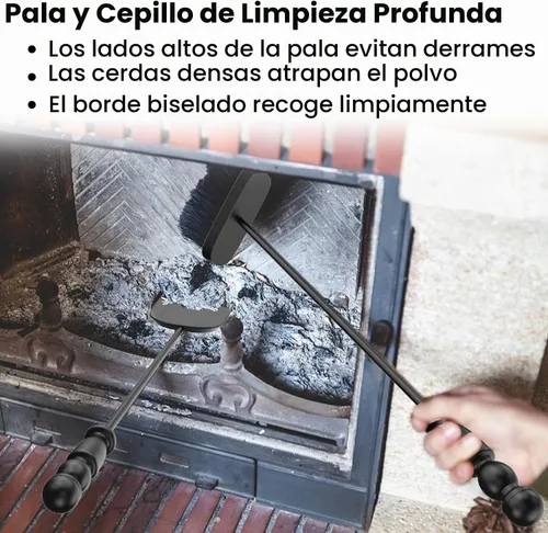 Vista 8 de GameXcel - Juego de herramientas para chimenea de 5 piezas, juego de herramientas de accesorios para chimenea con soporte, hierro forjado de 32