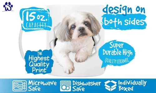 Vista 3 de Winston & Bear Taza Curious Shih Tzu – Taza de café de cerámica Shih Tzu – Regalos perfectos para Shih Tzu – Divertida taza de café para perros Shih