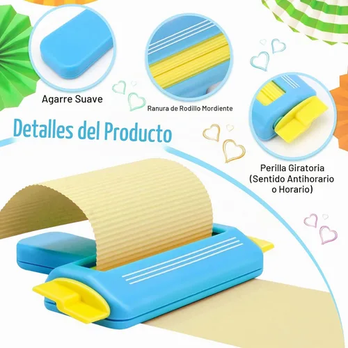 Vista 3 de Herramienta de crimpadora de papel para manualidades, moldeador de ondas (azul)