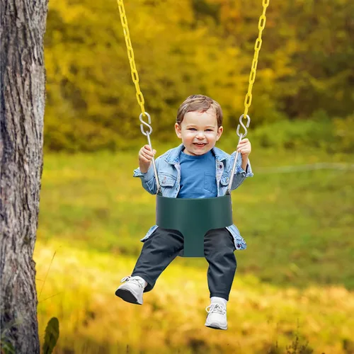 Vista 5 de Sorbus Cuna para bebé - Columpio para niños pequeños con respaldo alto, columpio tipo cubeta para bebés y niños pequeños, con cadenas recubiertas