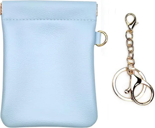 Vista 14 de VOFOON Monedero de cuero con llavero pequeño titular de cambio delgado para mujeres y hombres, Negro -, Bolsa delgada