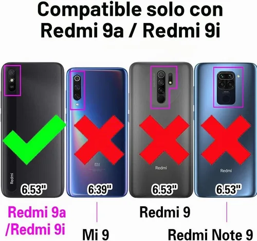 Vista 2 de Asuwish Funda de teléfono para Xiaomi Redmi 9A Redme 9i con protector de pantalla de vidrio templado y accesorios de celda suave y delgada de Negro