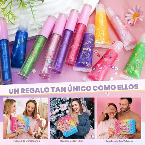 Vista 5 de Jcoos Kit de fabricación de brillo de labios, kit de fabricación de brillo de labios, divertido kit de bálsamo labial para hacer tu propio brillo