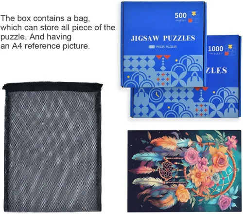 Vista 7 de Dreamcatcher Floral Jigsaw Puzzles 500 Pieces for Adults with Mesh Storage Bag 2011427