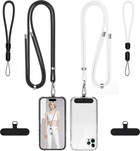 Vista 15 de Cordon para teléfono celular, cordon cruzado para teléfono con correa de cuello ajustable y paquete de 2 correas de muñeca para teléfono con parches