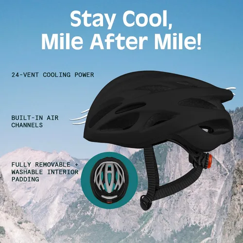 Vista 5 de Casco Retrospec Silas para Bicicleta de Carretera con 24 Ventilaciones y Luz de Seguridad LED Integrada - Protección Ciclista Ajustable para Adultos