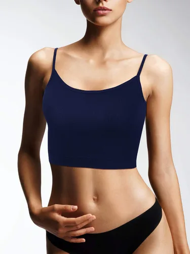 Vista 4 de Paquete de 4 camisetas cortas sin mangas para mujer, con tirantes delgados, camiseta corta básica deportiva, media camisola para adolescentes y niñas