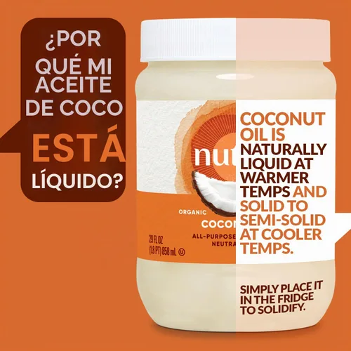 Vista 5 de Nutiva Aceite orgánico refinado al vapor, coco, 128 onzas líquidas