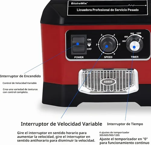 Vista 4 de BioloMix - Licuadora comercial resistente, 2200 W, 60 onzas