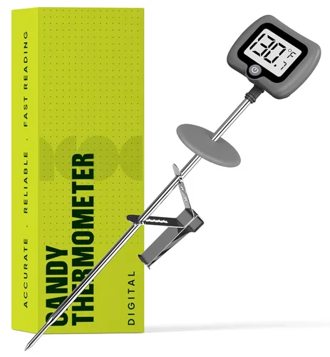 Vista 10 de Termómetro digital de dulces con clip para olla, sonda de acero inoxidable de 10 pulgadas de largo, termómetro de cocina de lectura instantánea