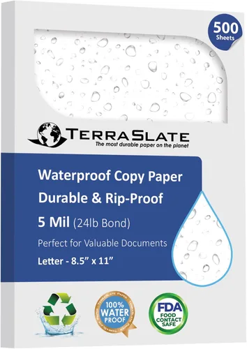 Vista 10 de Papel de copia TerraSlate para impresora láser impermeable, resistente a la lluvia, 5 mil, 8.5x11 pulgadas, 25 hojas