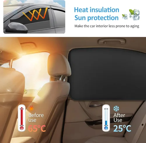 Vista 4 de Cortinas magnéticas para ventana de automóvil, cortinas magnéticas de privacidad para ventana lateral, bloquean el 100% de la luz, cubiertas