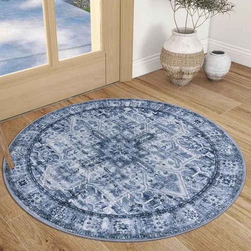 Vista 103 de SIILOOM Alfombra lavable de 2 x 3 pies, alfombra suave color taupe ceniza para entrada, tapete antideslizante para puerta de interior, tapete