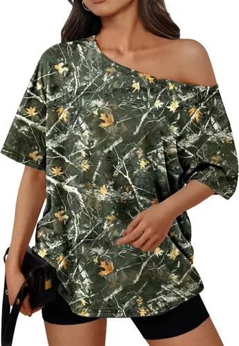 Vista 34 de Trendy Queen Camisetas de verano de gran tamaño con hombros descubiertos Negro