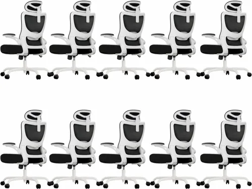 Vista 13 de Marsail - Silla ergonómica de oficina - Silla de escritorio con respaldo alto de malla y soporte lumbar ajustable, silla giratoria con ruedas