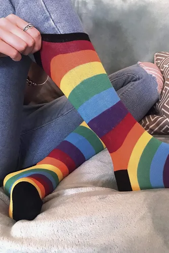 Vista 5 de Sock Snob - Paquete de 3 calcetines de algodón a rayas coloridas para hombre y mujer