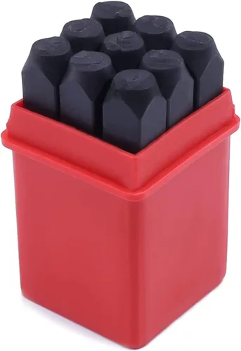 Vista 14 de Auniwaig Juego de sellos numéricos, números (0-8), 9 piezas, punzón, madera, cuero, acero, herramientas para impresión de metal, plástico, madera