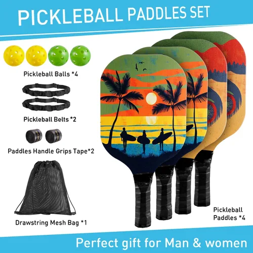 Vista 7 de Pickleball Paddles Set of 4 for Beginners Men Women Adults