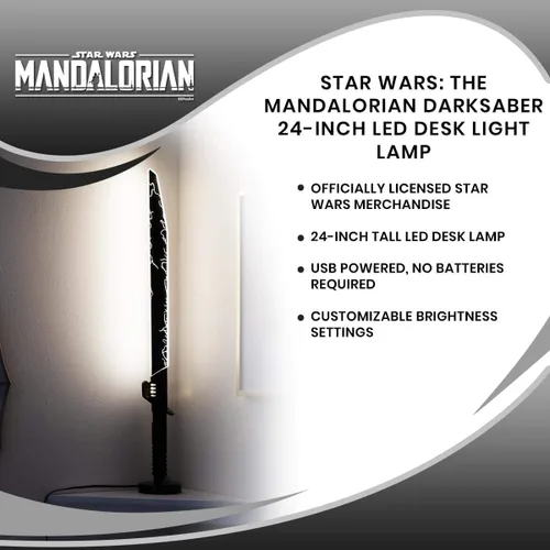 Vista 6 de Robe Factory Star Wars The Mandalorian Darksaber - Lámpara de escritorio LED de 24 pulgadas