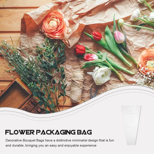 Vista 7 de Didiseaon 50 bolsas de plástico para ramo de flores, fundas de celofán desechables, bolsas de embalaje de ramo de flores transparentes para bodas