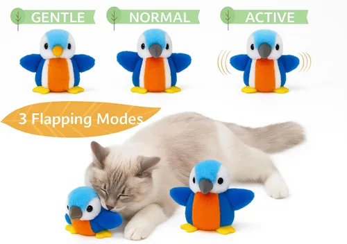 Vista 4 de Juguete interactivo de pingüino para gatos, juguete recargable con alas aleteadas con hierba gatera, alas de batir automáticas, divertido juguete