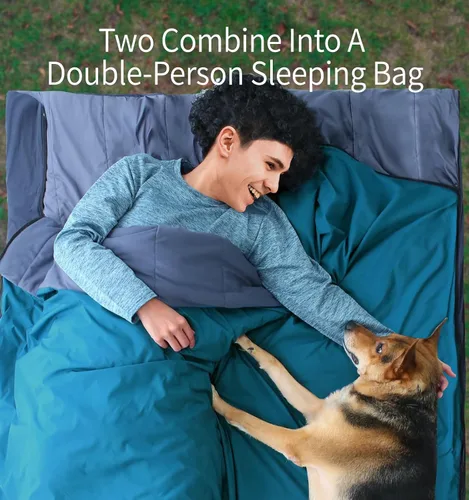 Vista 7 de Litume Summer Sleeping Bag for Adults, Warm Weather Lightweight Combinable Verde azulado