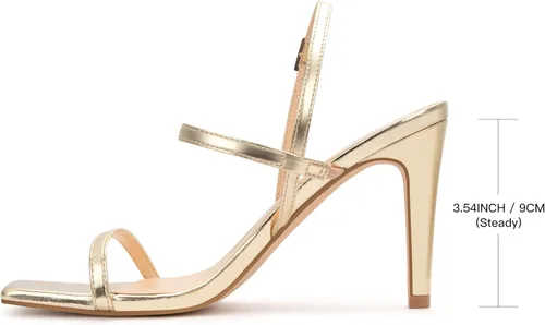 Vista 3 de Sandalias de tacón alto con tiras para mujer, puntera abierta, con correa en el tobillo, zapatos cómodos para bodas