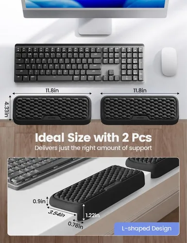 Vista 7 de Vaydeer 2 almohadillas para coderas, coderas en forma de L, cojín de borde de escritorio, ergonómico de espuma viscoelástica, reposamuñecas, teclado
