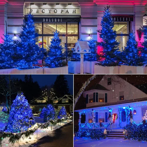 Vista 6 de Brizled luces de Navidad azules, 10 mt, 100 luces LED de 33 pies de 5 mm de ángulo amplio para árbol de Navidad, 120 V, certificación UL, mini luces