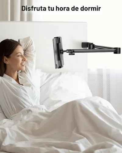 Vista 6 de OMOTON Soporte ajustable para tablet de escritorio, soporte para tablet para iPad, soporte de teléfono para cama con rotación de 360°, se adapta a