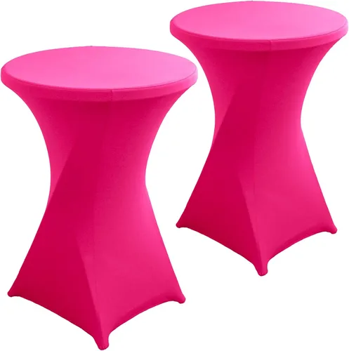 Vista 15 de Paquete de 2 Fundas para Mesa de Cóctel de Spandex Champán de 32x43 Pulgadas, Mantel de Cóctel Redondo Elástico, Funda de Mesa Highboy Ajustada