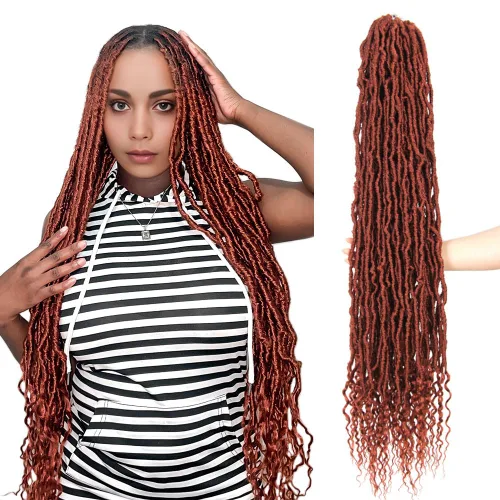 Vista 30 de BOHOBABE Rastas Sintéticas de Ganchillo de 10 Pulgadas, Rastas de Ganchillo Suaves Boho con Puntas Rizadas, Rastas Cortas de Diosa Bohemia de 1#