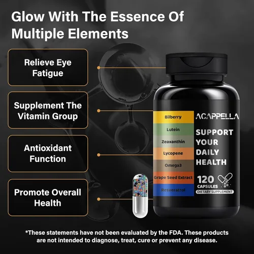 Vista 3 de ACAPPELLA Suplementos de luteína y zeaxantina con cápsula de extracto de semilla de uva y cápsula de extracto de semilla de uva Cápsulas