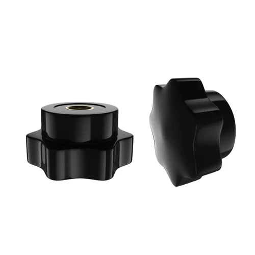 Vista 11 de 12 manijas de plástico de flor recta negra, tornillos de ala de acero al carbono M6x10mm, tornillos de sujeción