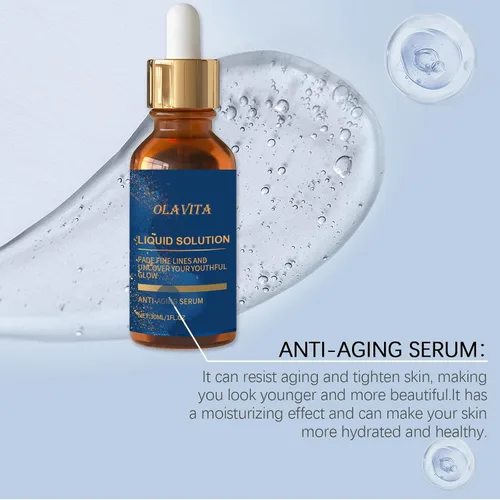 Vista 5 de OLAVITA Suero facial, solución líquida antienvejecimiento con vitamina C, E, retinol y aloe, aumenta el colágeno, reduce los poros, disminuye
