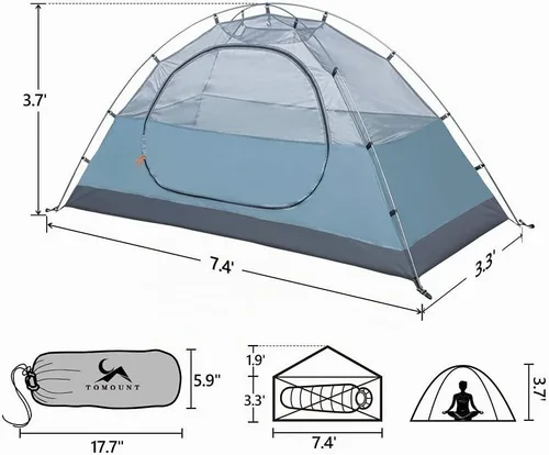 Vista 5 de MC TOMOUNT - Tienda de campaña ligera impermeable para 1-2 personas