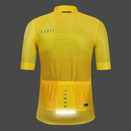 Vista 2 de GCRFL Conjunto de camiseta de ciclismo para hombre, camisetas ligeras para ciclismo de carretera, pantalones cortos con bolsillos acolchados