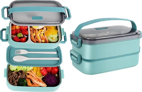 Vista 10 de Caja Bento de acero inoxidable para adultos y niños, lonchera japonesa a prueba de fugas, recipientes divididos para alimentos y comidas, juego
