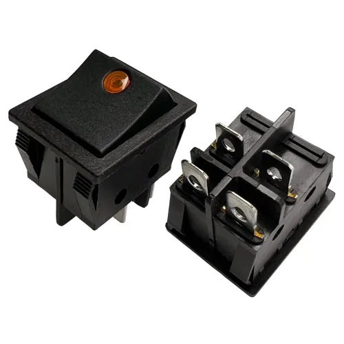 Vista 17 de Interruptor basculante DPST On-Off Unilluminated Negro 4 Pin 1.220x0.984 in Rectangular Snap-in Interruptor de alimentación de palanca