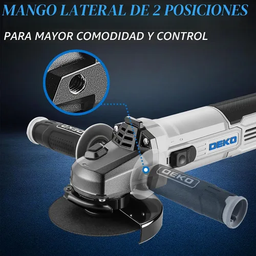 Vista 4 de Amoladora angular, herramienta eléctrica: DEKOPRO - Amoladora angular de 4-1/2 pulgadas y 7.5 amperios con cable eléctrico, herramientas con muela