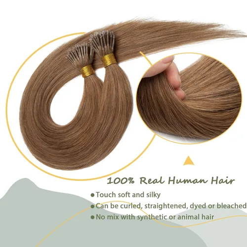 Vista 222 de SEGO Extensiones de cabello humano con micro cuentas, extensiones de cabello humano con micro bucle, lacio, natural, fusión fría, 1.76 oz/paquete