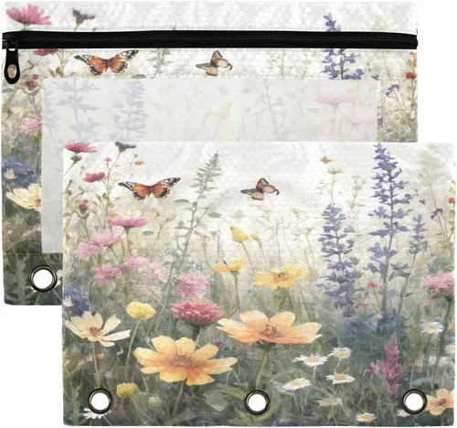 Vista 34 de Una bolsa para lápices de montaña se adapta a carpetas estándar de 3 anillas, bolsa de lápices con cremallera con ventana transparente para oficina