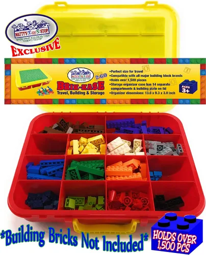 Vista 2 de Matty's Toy Stop Brik-Kase 2-GO - Estuche organizador de viaje, construcción, almacenamiento y organizador de 13 pulgadas con tapa de placa