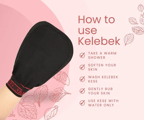 Vista 4 de Kelebek - Juego de 2 guantes exfoliantes prémium Guantes de baño de limpieza profunda para mujeres y hombres Hammam Keesa turco natural