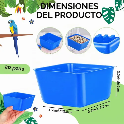 Vista 2 de Maxdot - 20 tazas alimentadoras de agua de pollo de 16 onzas, color azul Tazas colgantes para paloma, conejo, jaula de aves de corral, plástico