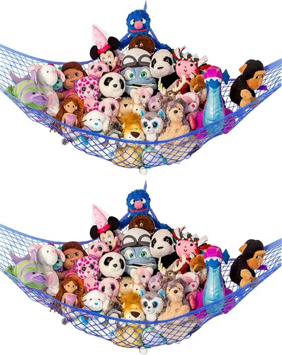 Vista 30 de Hamaca para animales de peluche, grande, almacenamiento de animales de peluche en esquina y red de peluche, hamaca de juguete para animales