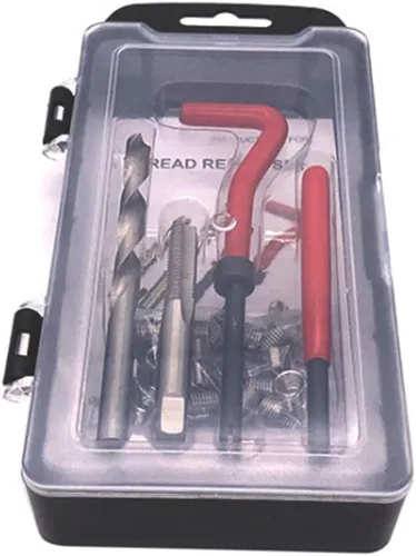 Vista 3 de Kit de reparación de rosca, 15 piezas M-10 x 1.0 Kit de reparación de roscas compatibles con helicoidales de 0.394 in roscas dañadas