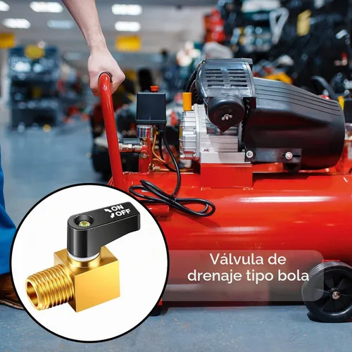 Vista 5 de Válvula de compresor de aire Tondiamo, válvula de drenaje de tanque de aire de bola de metal mini tipo de latón, 1/4 pulgada NPT macho x NPT hembra