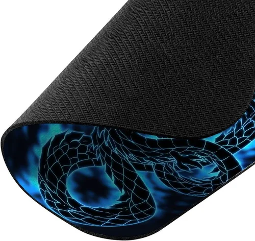 Vista 3 de Alfombrilla de mouse rectangular antideslizante de tamaño extra grande (XL) WIRESTER Black Dragon Blue Glow para el hogar, la oficina